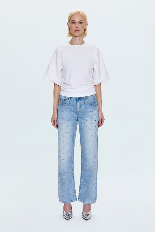 Lexi Mid Rise Bowed Straight Jean - Aries