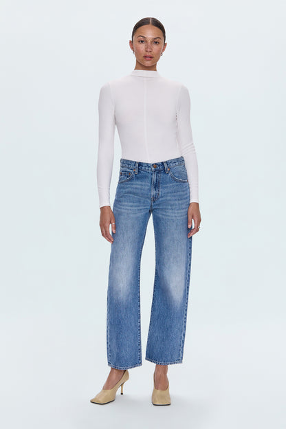 Lexi Mid Rise Bowed Straight Jean - Metropolis