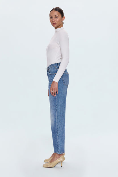 Lexi Mid Rise Bowed Straight Jean - Metropolis