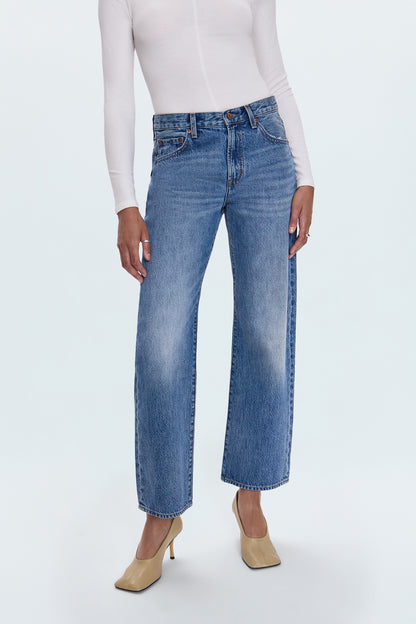 Lexi Mid Rise Bowed Straight Jean - Metropolis