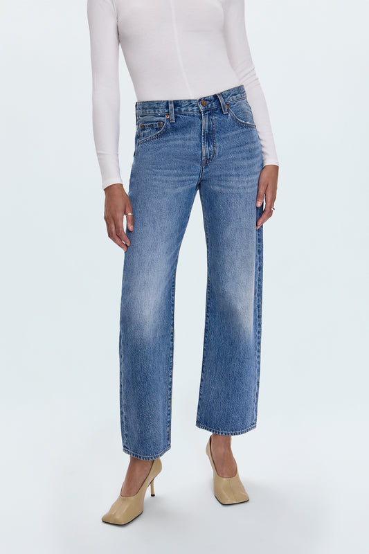Lexi Mid Rise Bowed Straight Jean - Metropolis