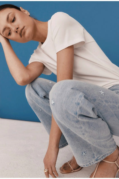 Lexi Mid Rise Bowed Straight - Stellar Straight