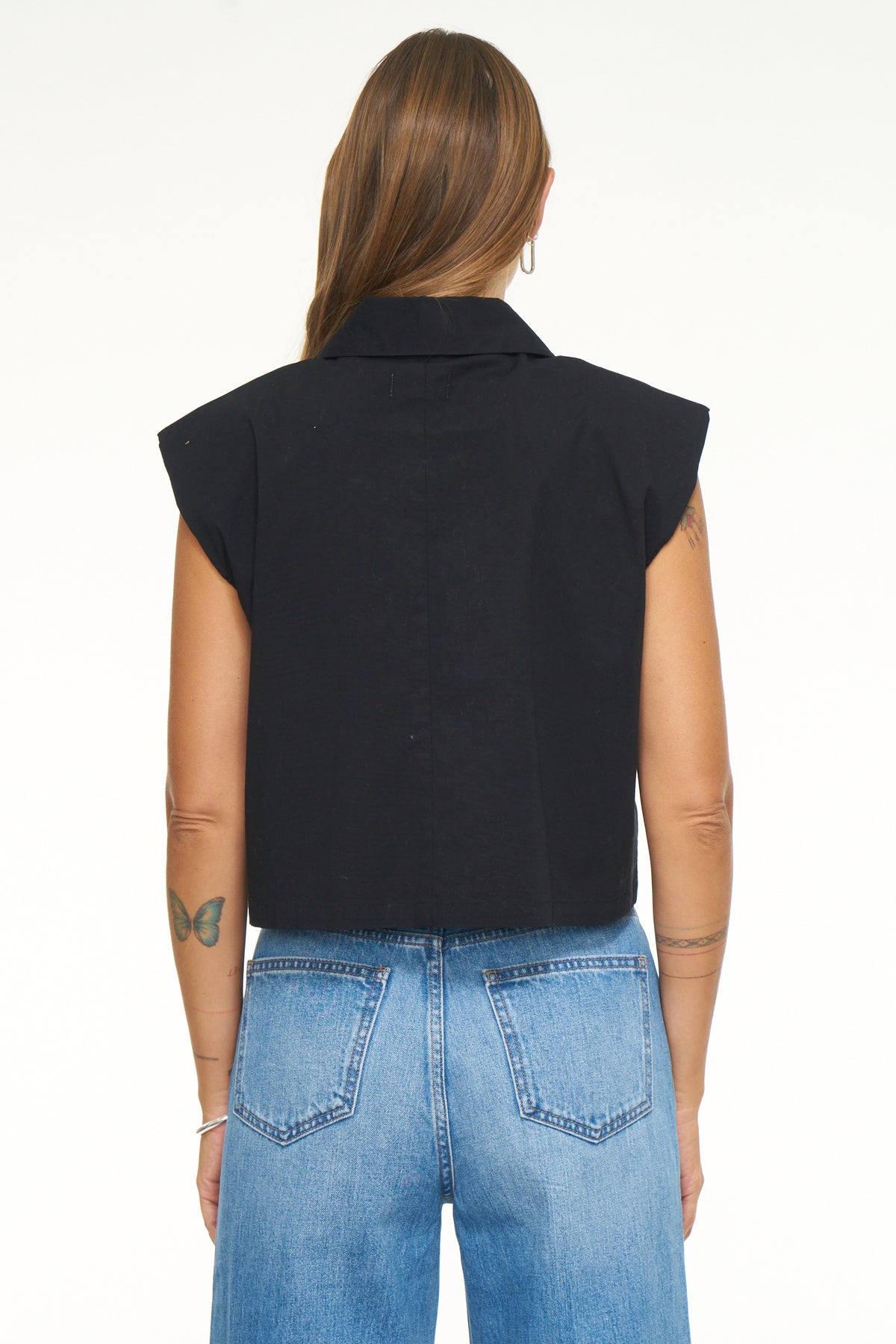 Liam Sleeveless Button Down Shirt - Noir