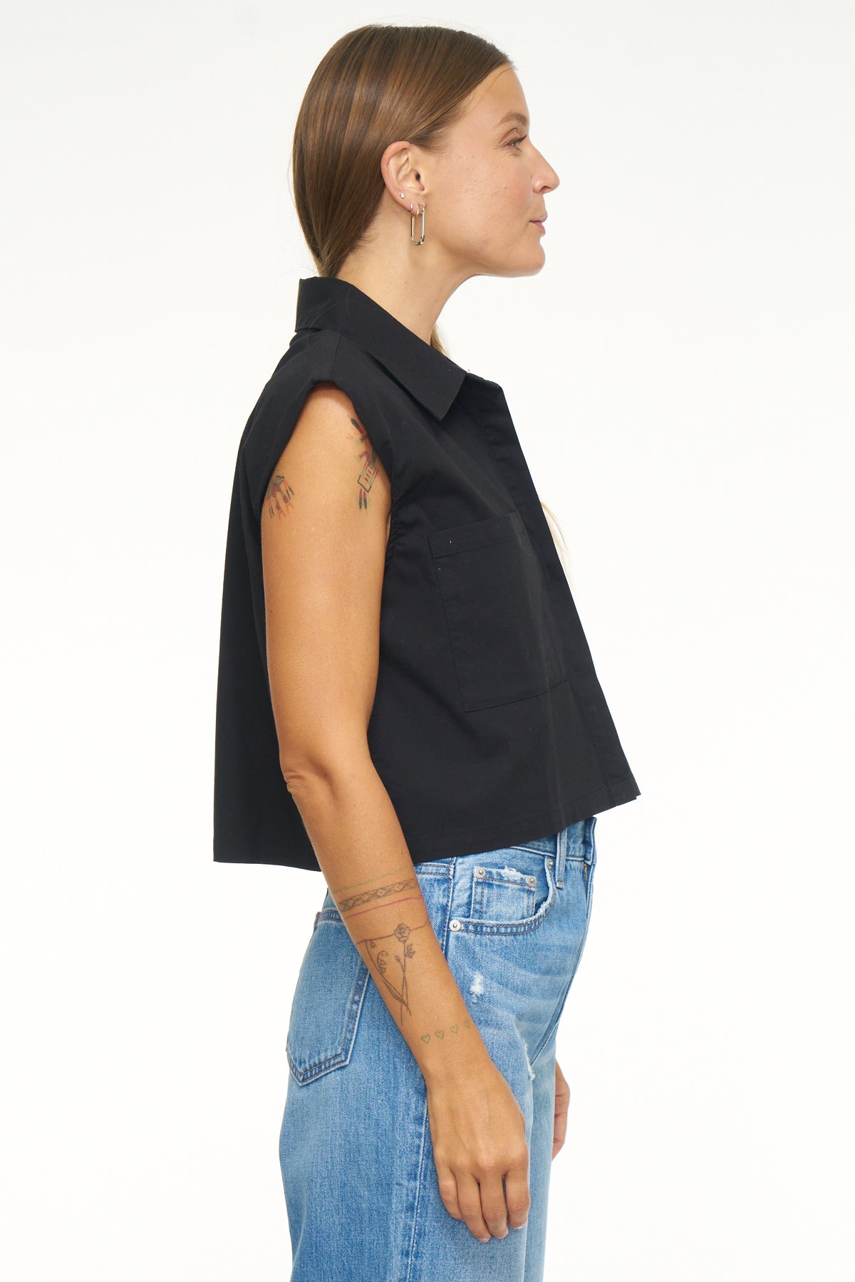 Liam Sleeveless Button Down Shirt - Noir