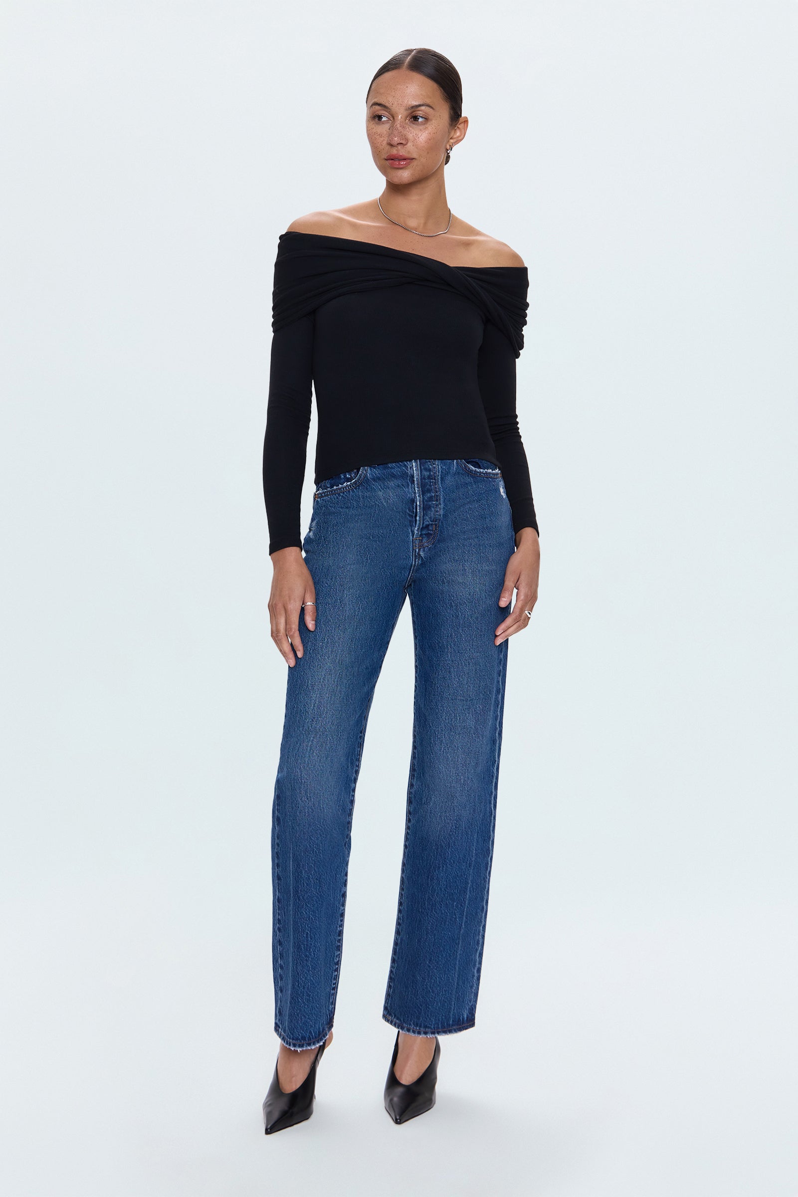 Lyra Off The Shoulder Top - Noir – Pistola Denim