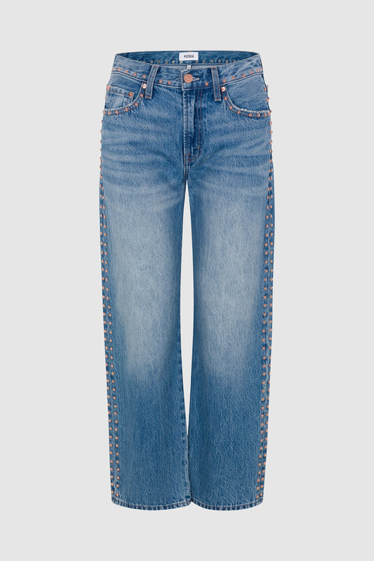 PETITE Lexi Mid Rise Bowed Straight - Star Studded