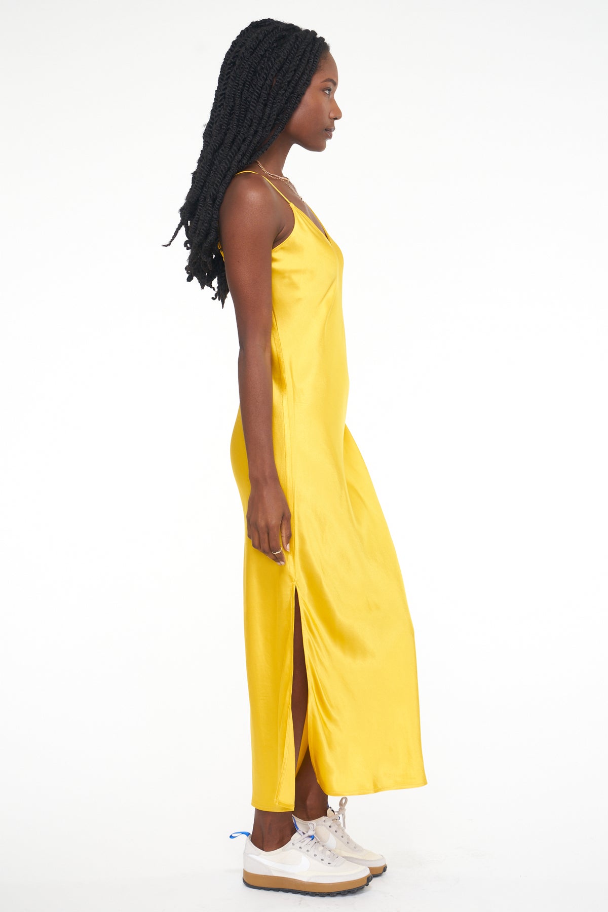 Mari V Neck Slip Dress - Apricot
