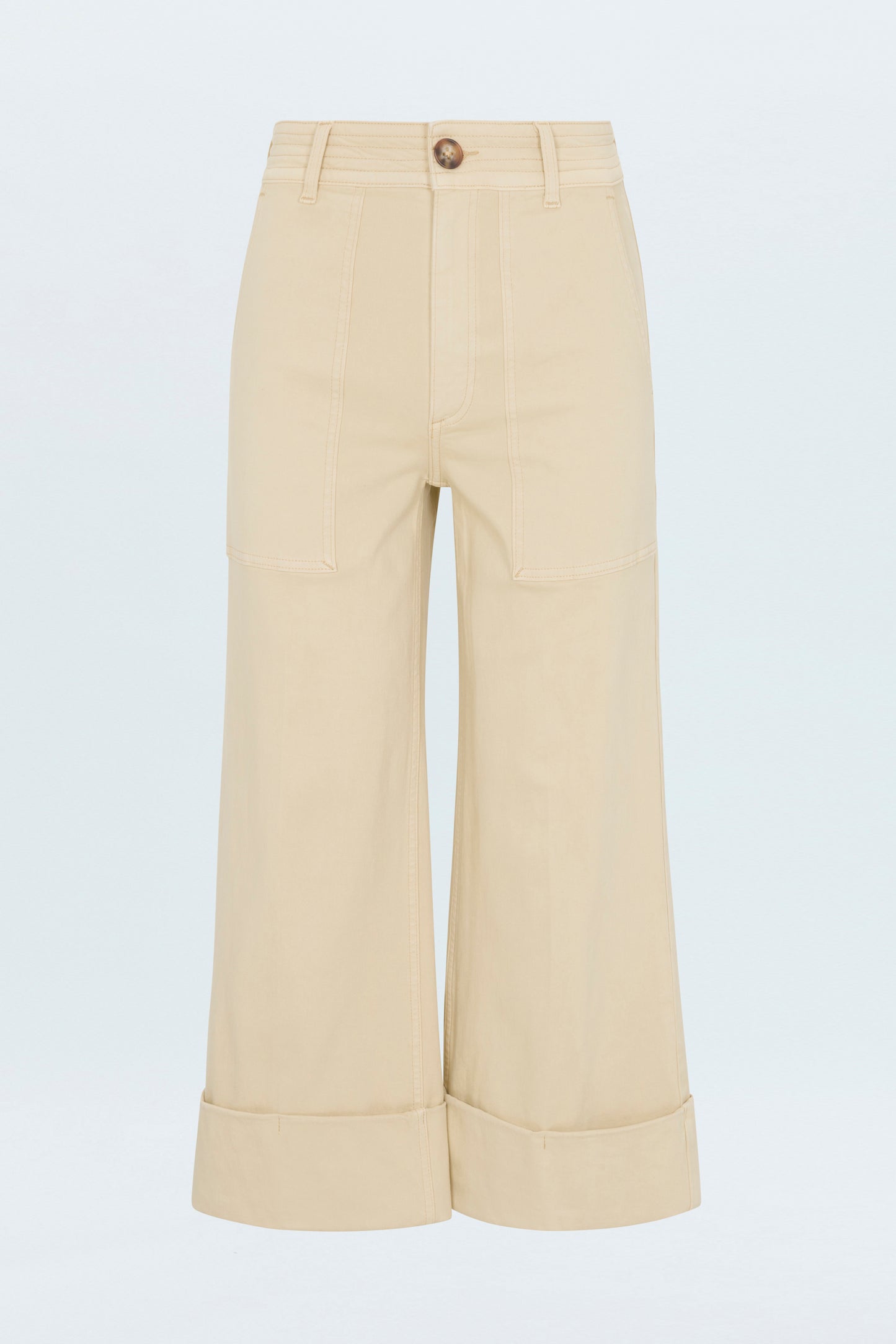 Maya Cuffed Hem Wide Leg Pants- Custard Yellow