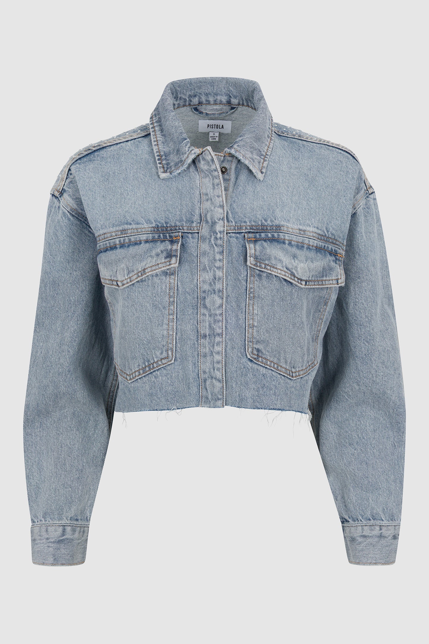 Pistola Mandy Cropped Embellished Shacket - Blissful relaxed cropped jeans