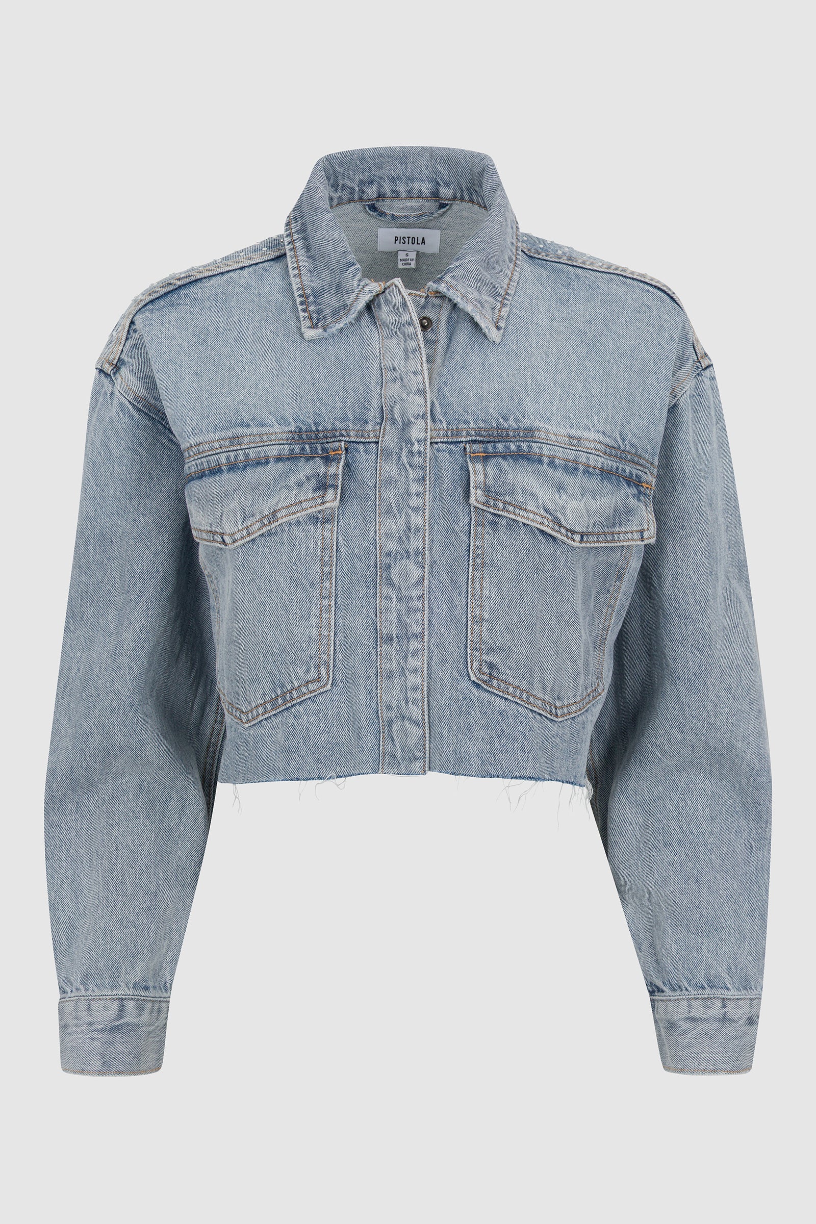 Pistola Mandy Cropped Embellished Shacket - Blissful relaxed cropped jeans