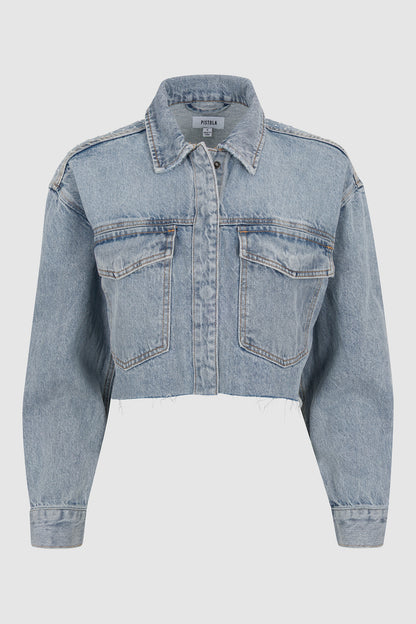 Pistola Mandy Cropped Embellished Shacket - Blissful relaxed cropped jeans