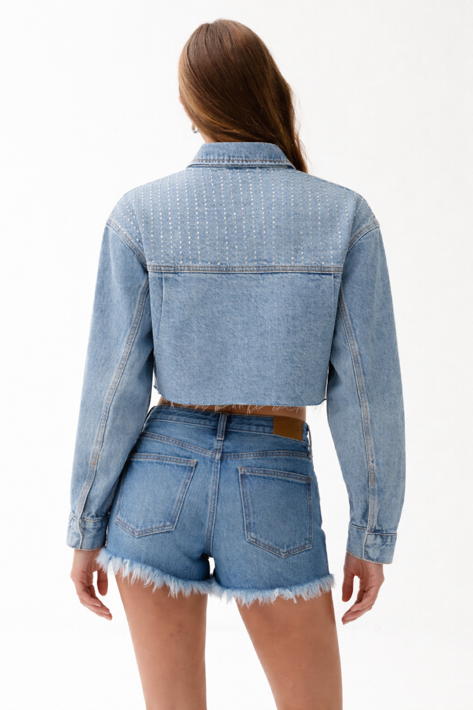 manielle ブルゾン Mandy Cropped Embellished Shacket - Blissful – Pistola Denim