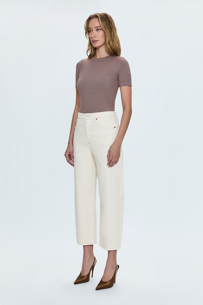 Eli High Rise Barrel Jean - Ecru
