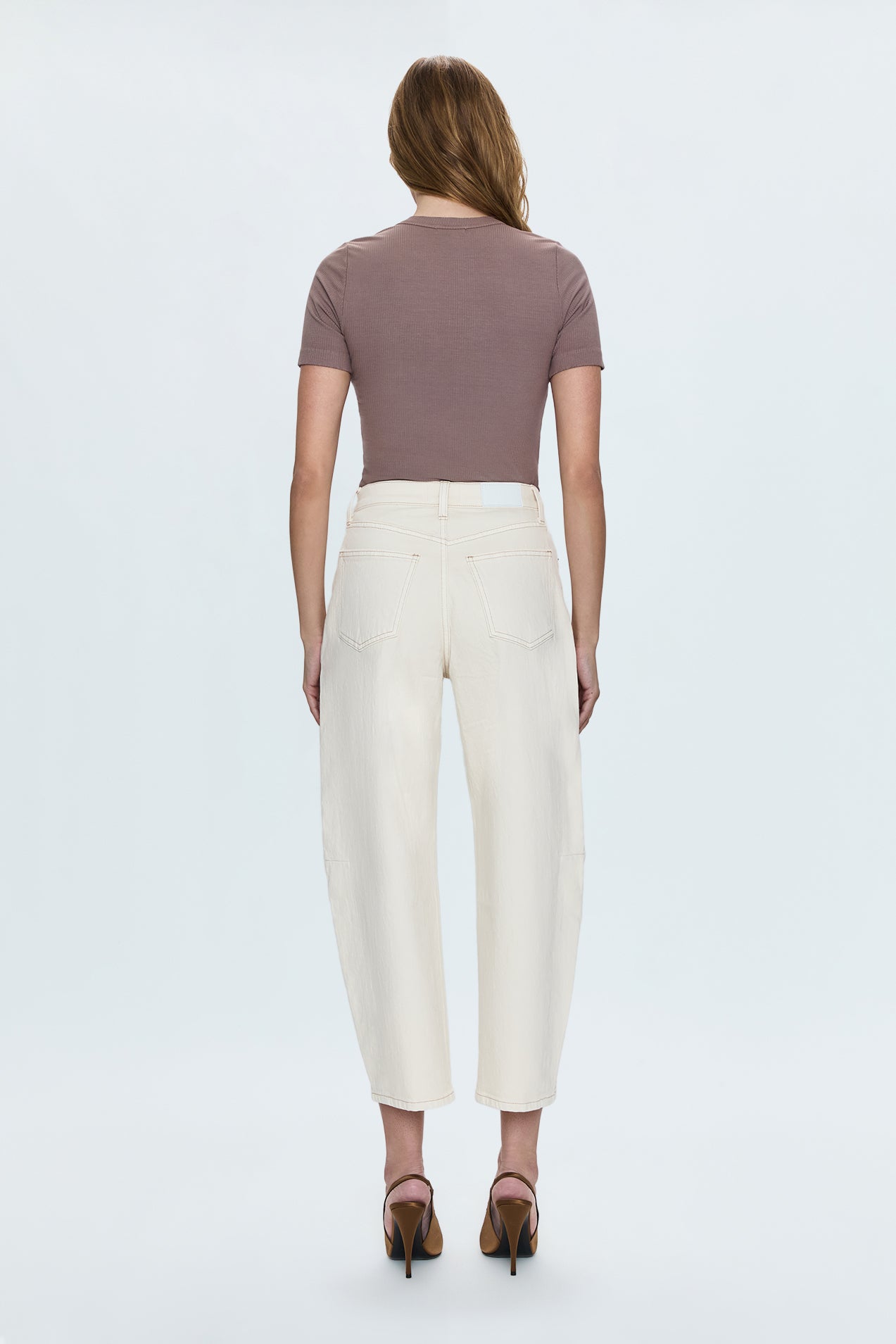 Eli High Rise Barrel Jean - Ecru