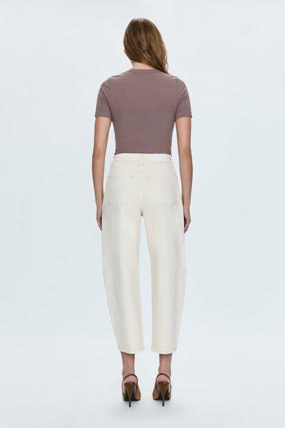Eli High Rise Barrel Jean - Ecru