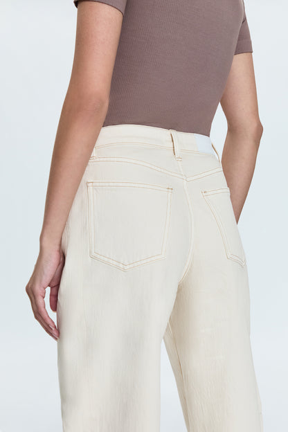 Eli High Rise Barrel Jean - Ecru