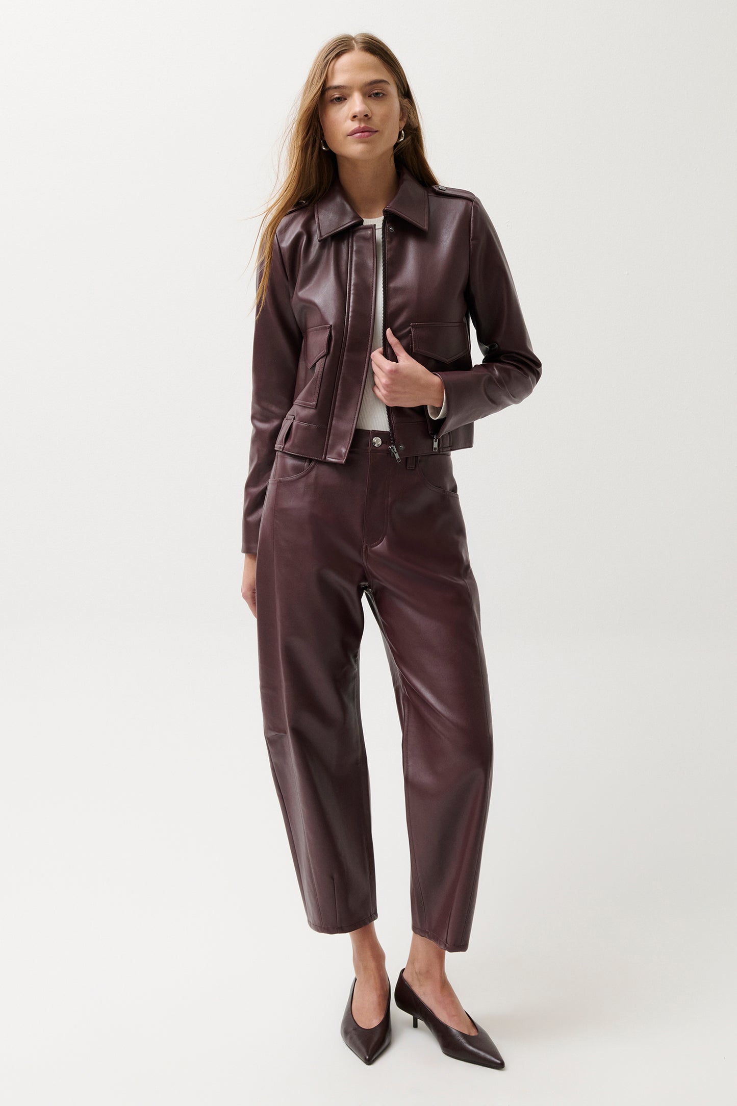Eli High Rise Barrel Jean - Cabernet