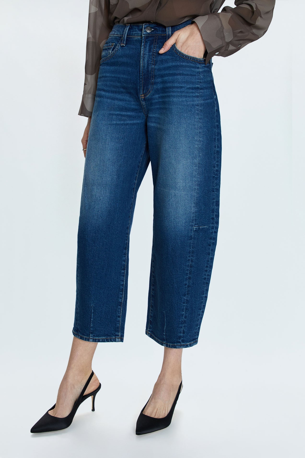 PETITE Eli High Rise Barrel Jean - Mixer