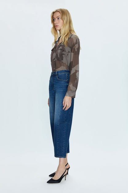 PETITE Eli High Rise Barrel Jean - Mixer