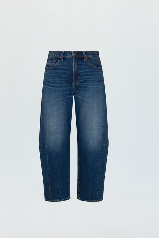 PETITE Eli High Rise Barrel Jean - Mixer