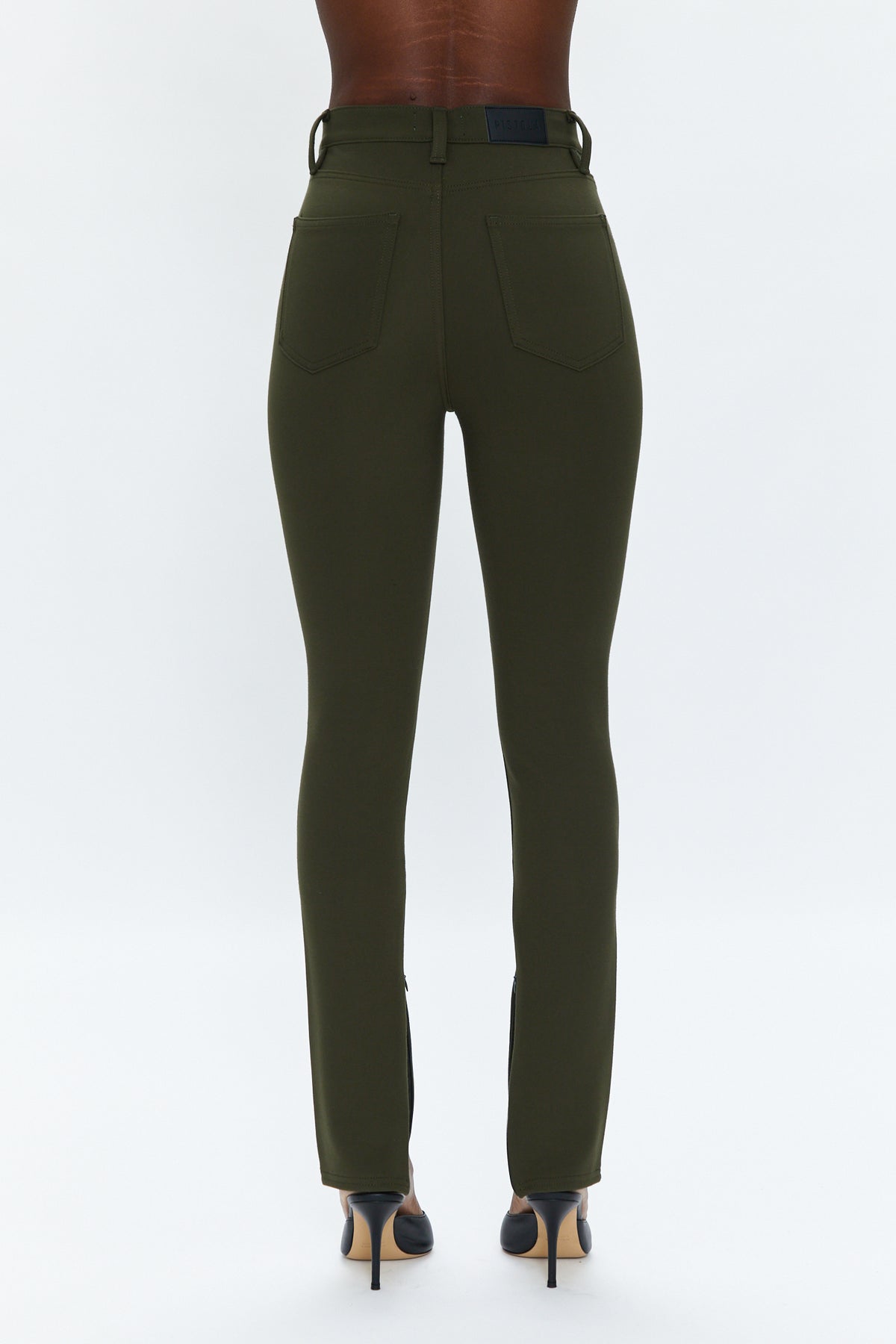 Kendall High Rise Skinny Scuba W/Zippers - Forest
