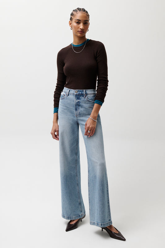 Pistola Lana High Rise Ultra Wide Leg Jean - Break high rise wide leg relaxed light wash jeans