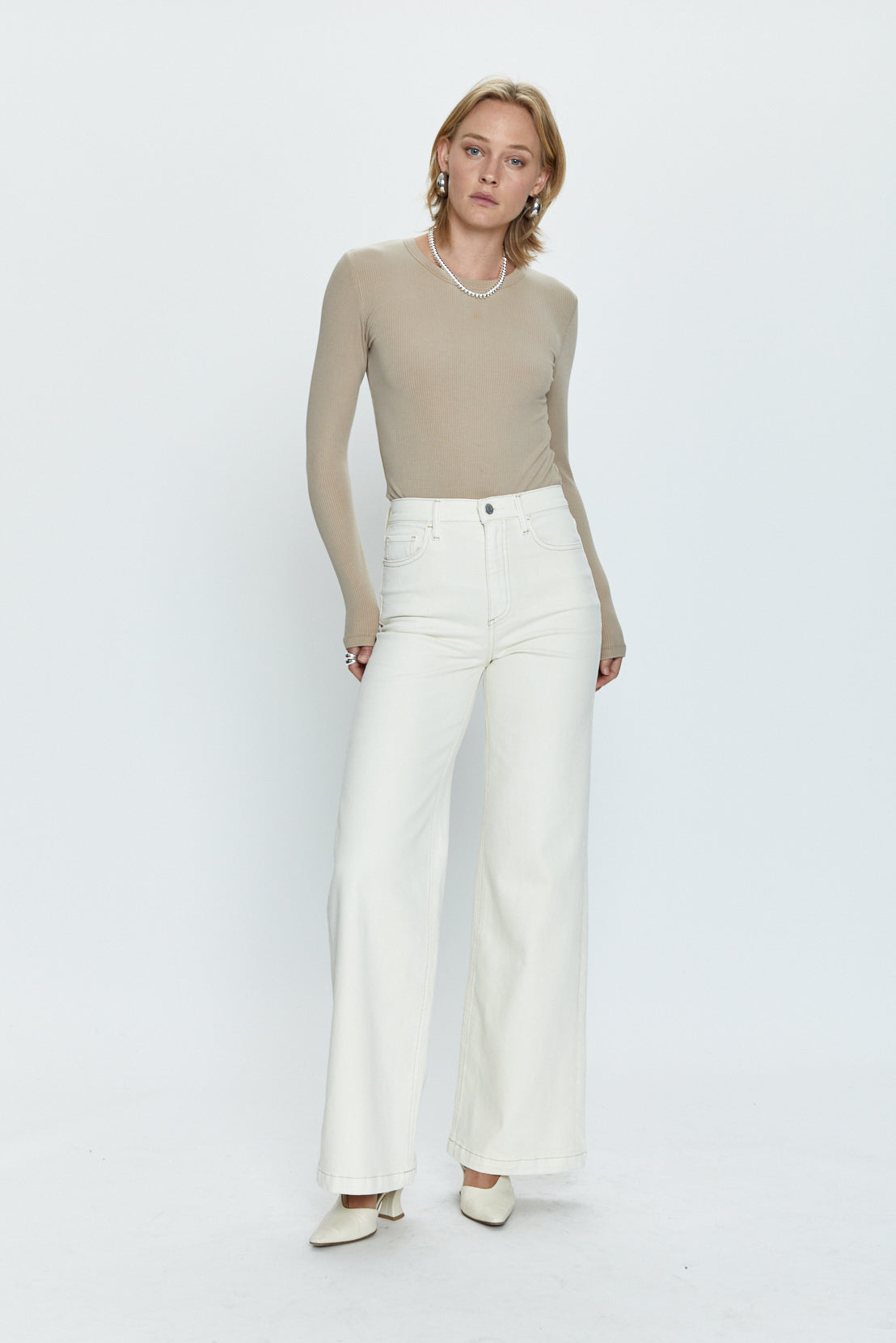 Lana High Rise Ultra Wide Leg - Ecru  Pistola Denim