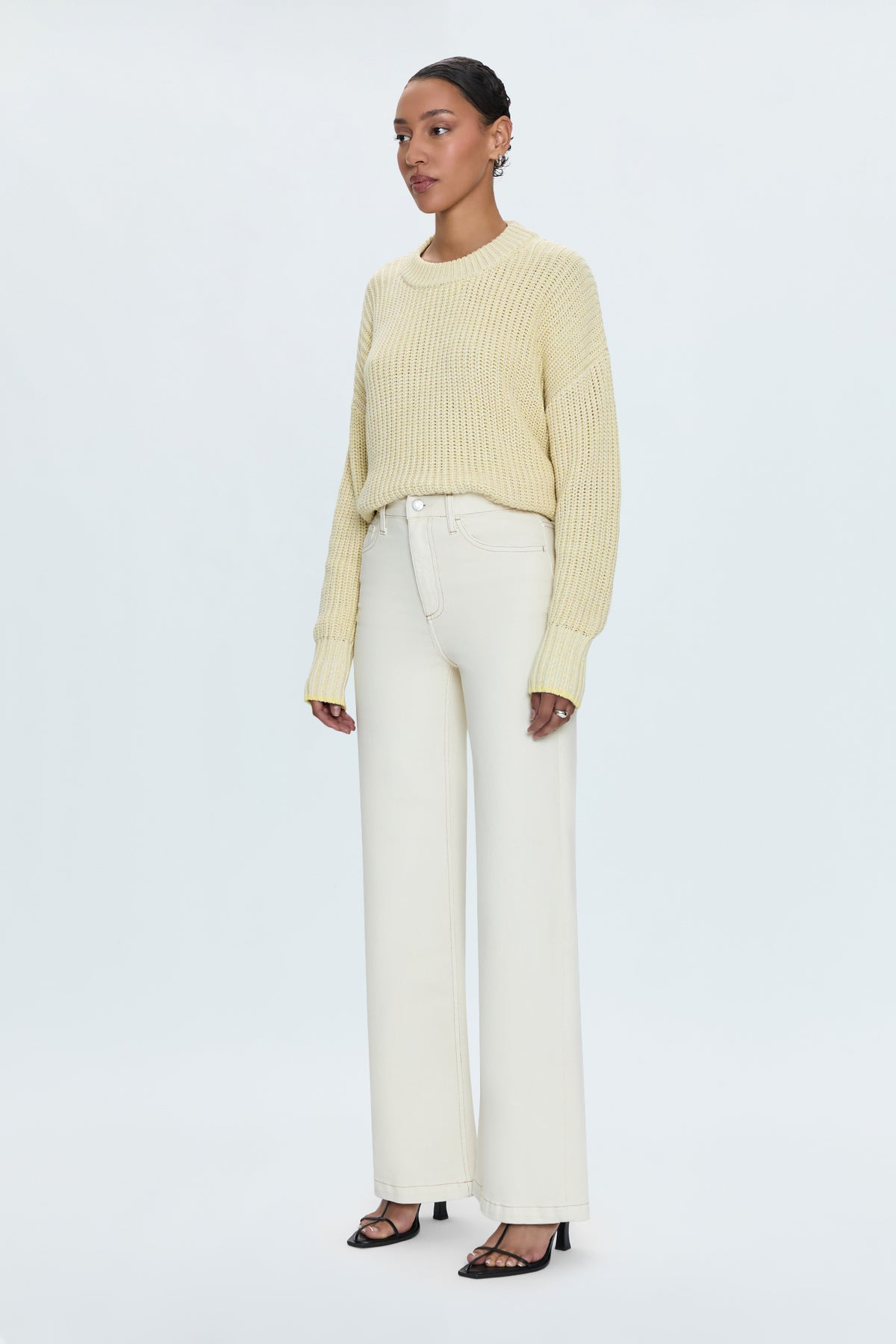 Lana High Rise Ultra Wide Jean - Ecru