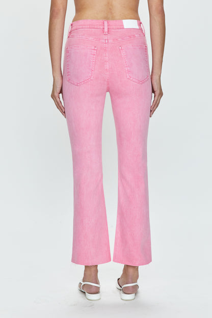 Lennon High Rise Crop Boot Jean - Carnation Pink Snow