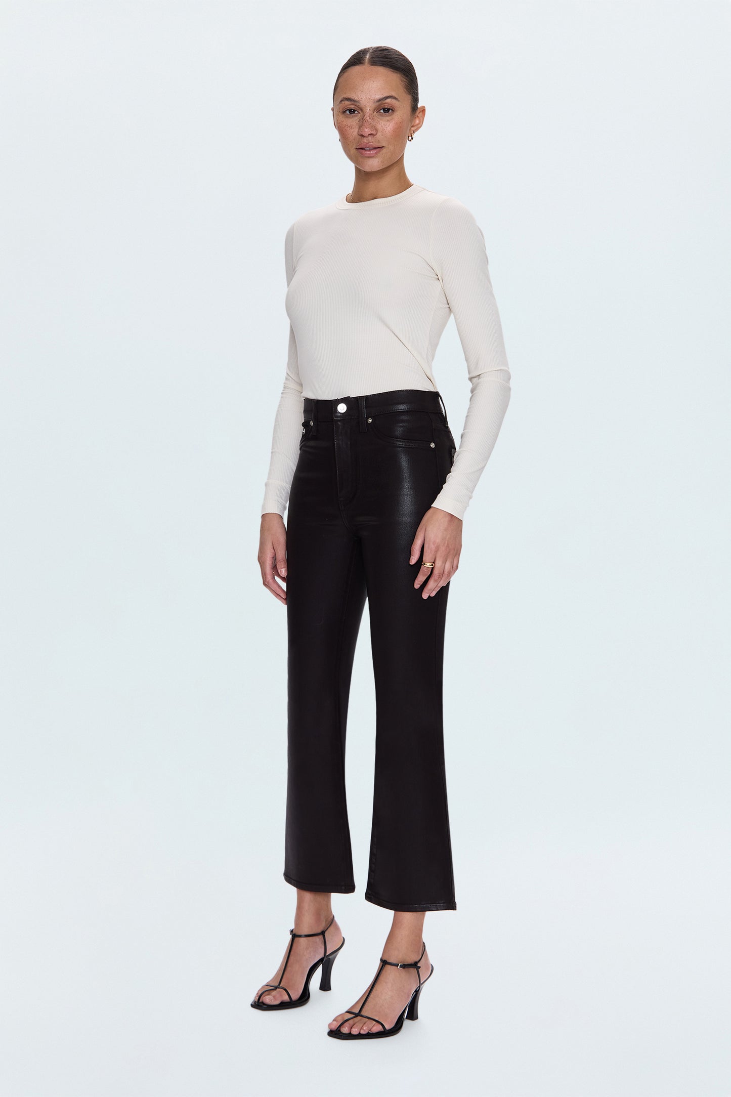 Lennon High Rise Crop Boot Pant - Coated Mocha