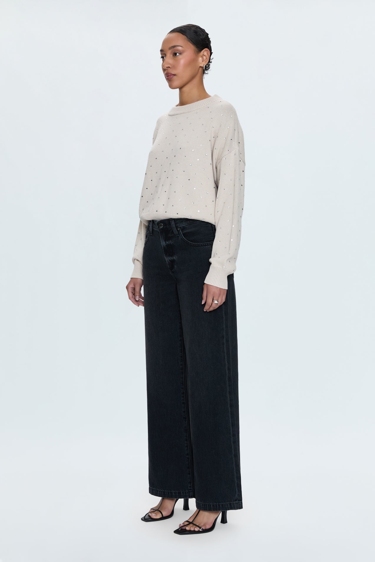 【PALEJADE】Black Cotton Low-Rise Demim Jean KND '90s Low-Rise Baggy Jean