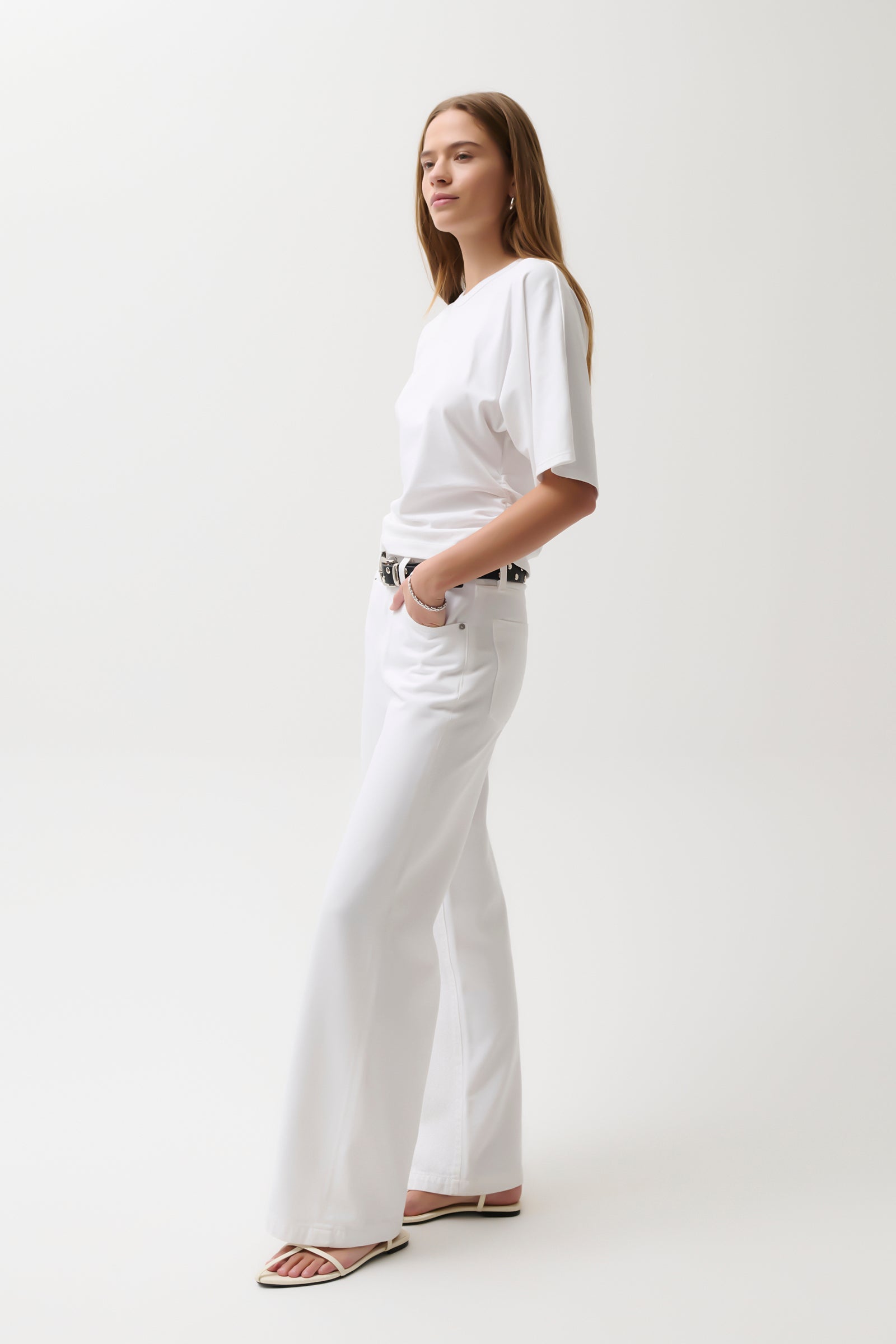 Jadyn Mid Rise Palazzo Jean - Vivid White – Pistola Denim