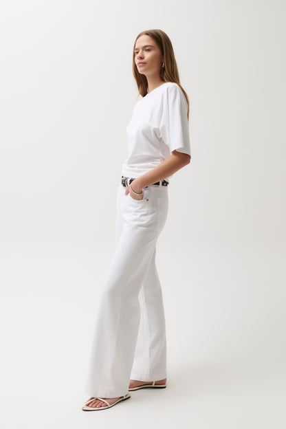 Jadyn Low Slung Palazzo Jean - Vivid White