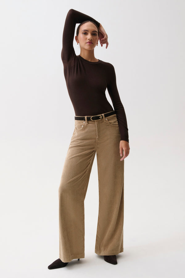 Jadyn Mid Rise Palazzo Jean - Camel