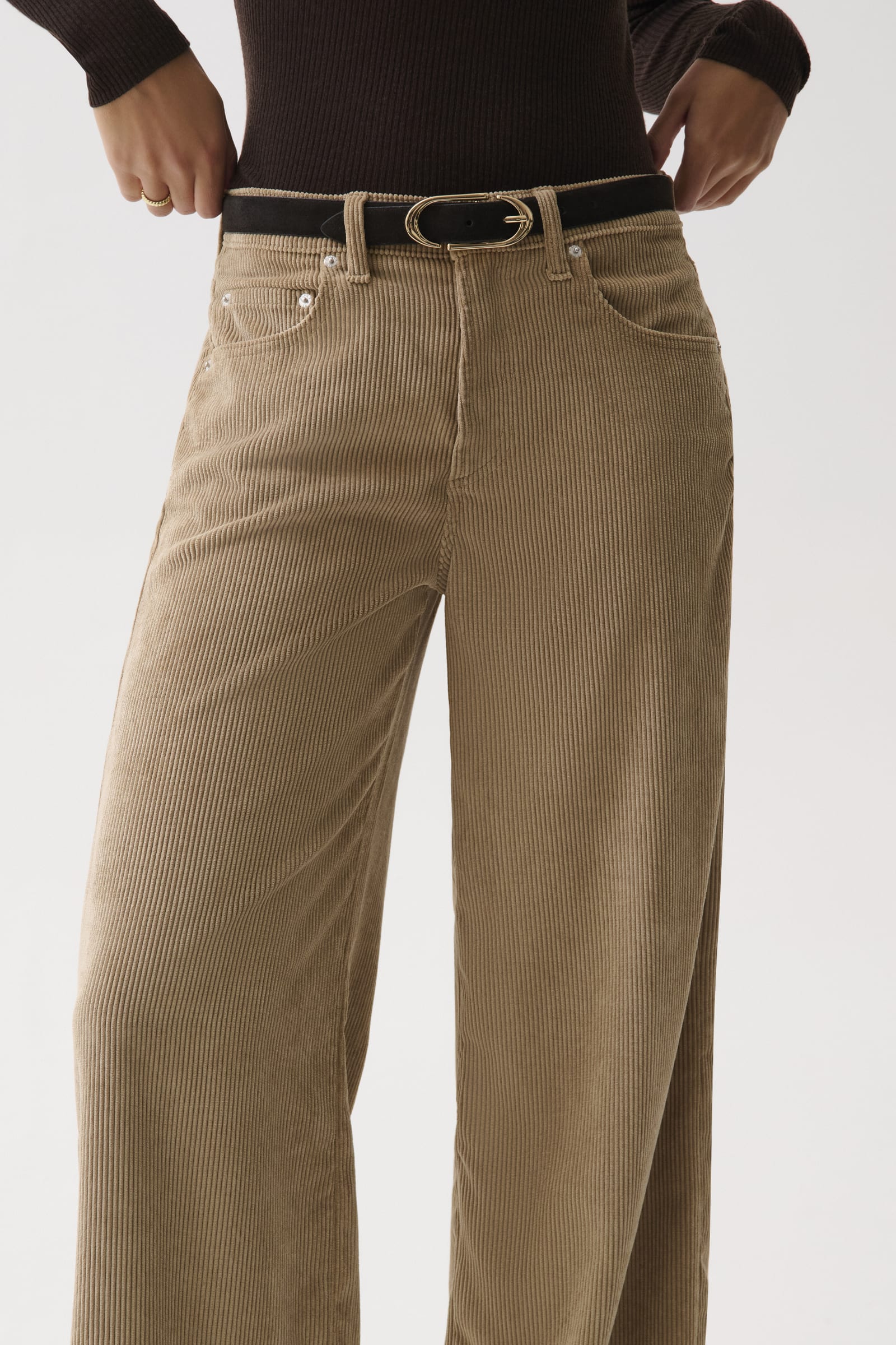Jadyn Corduroy Mid Rise Palazzo Jean - Camel – Pistola Denim