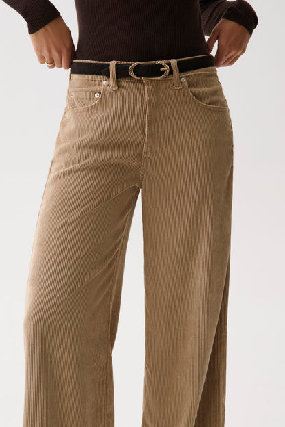Jadyn Corduroy Mid Rise Palazzo Jean - Camel
