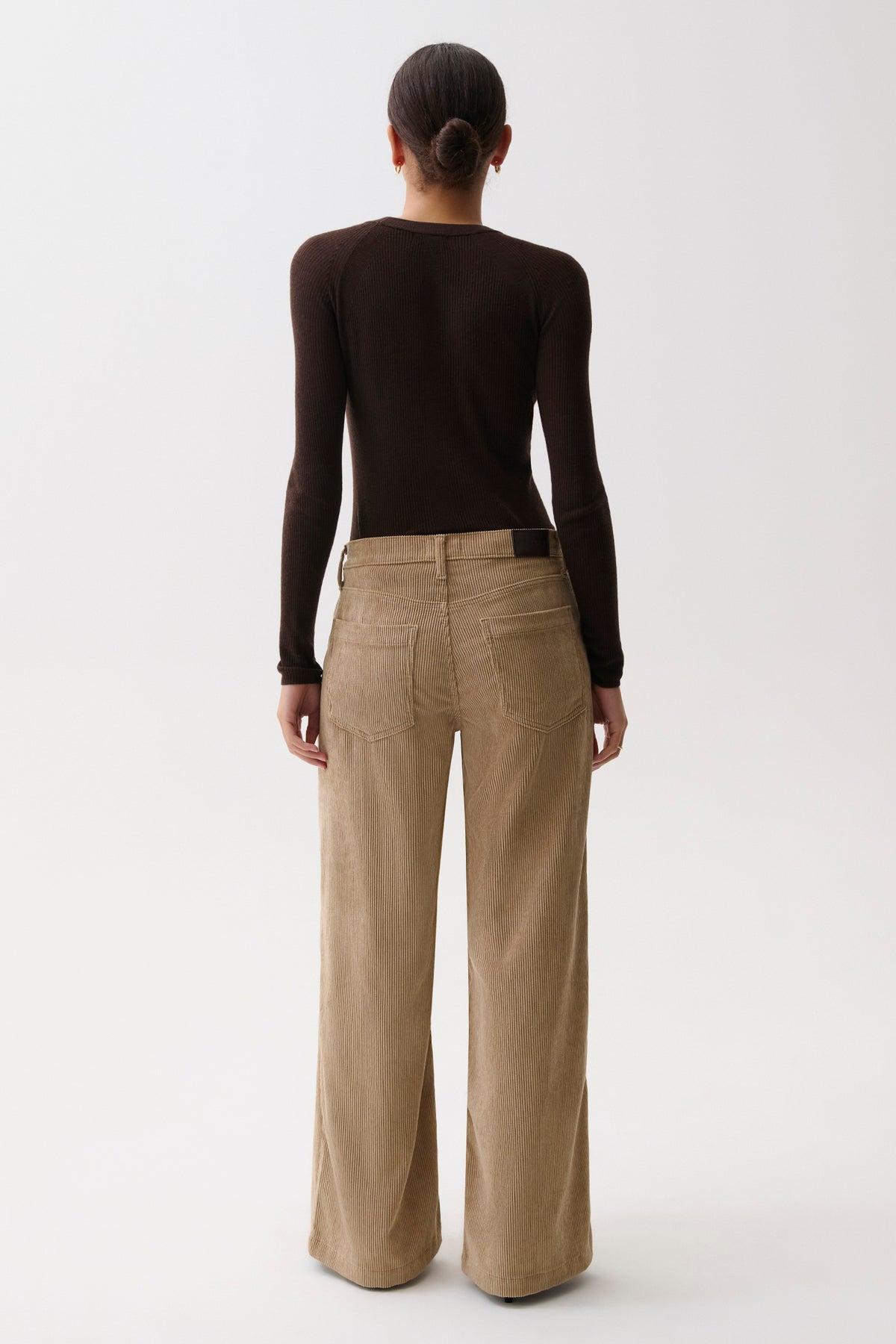 Jadyn Corduroy Mid Rise Palazzo Jean - Camel