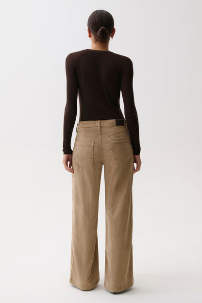 Jadyn Corduroy Mid Rise Palazzo Jean - Camel