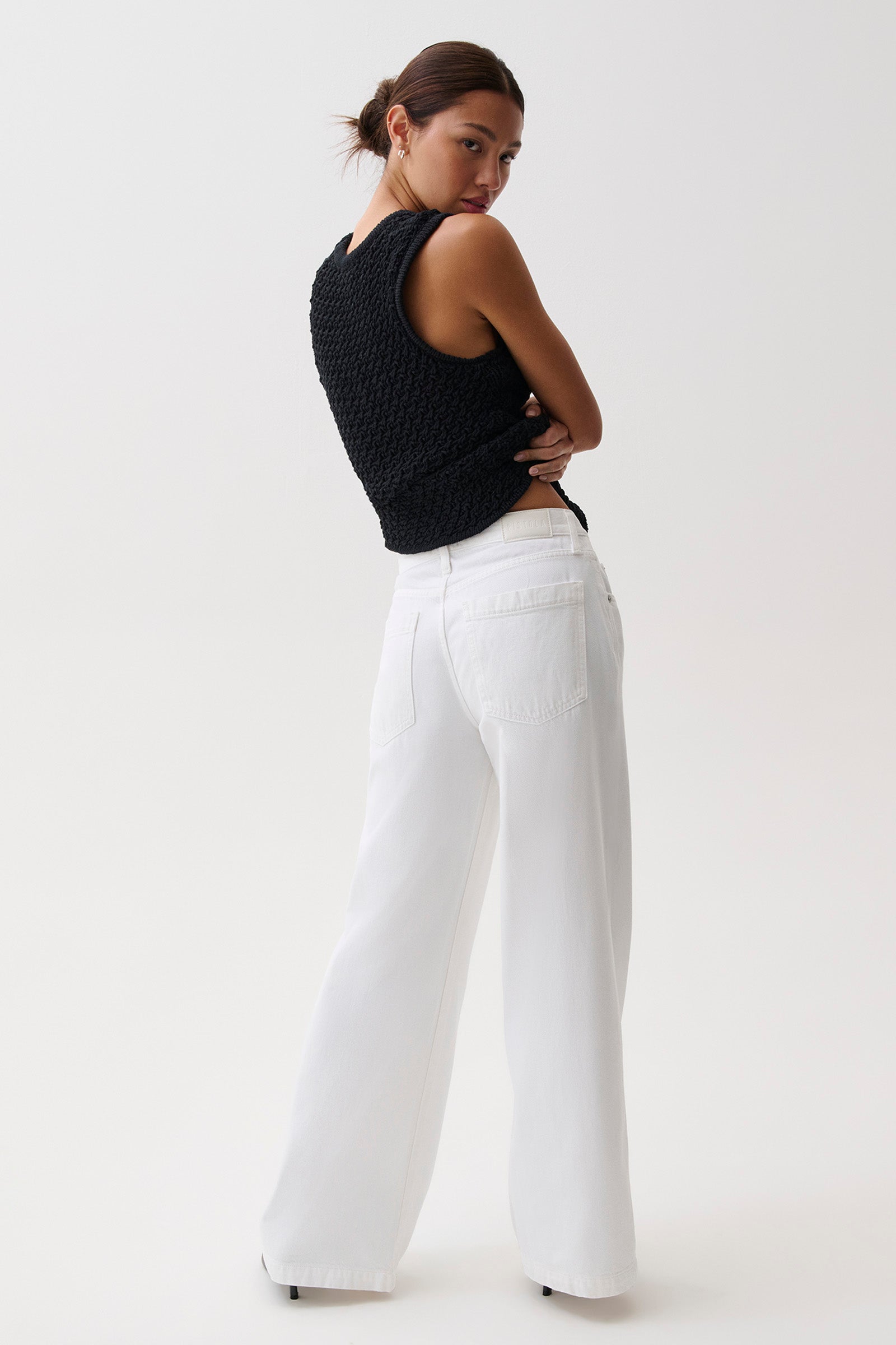 PETITE Jadyn Mid Rise Palazzo Jean - Vivid White – Pistola Denim