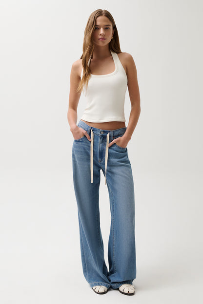 Jadyn Mid Rise Drawstring Palazzo Jean - Expanse