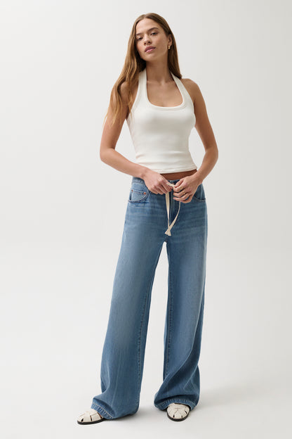 Jadyn Mid Rise Drawstring Palazzo Jean - Expanse