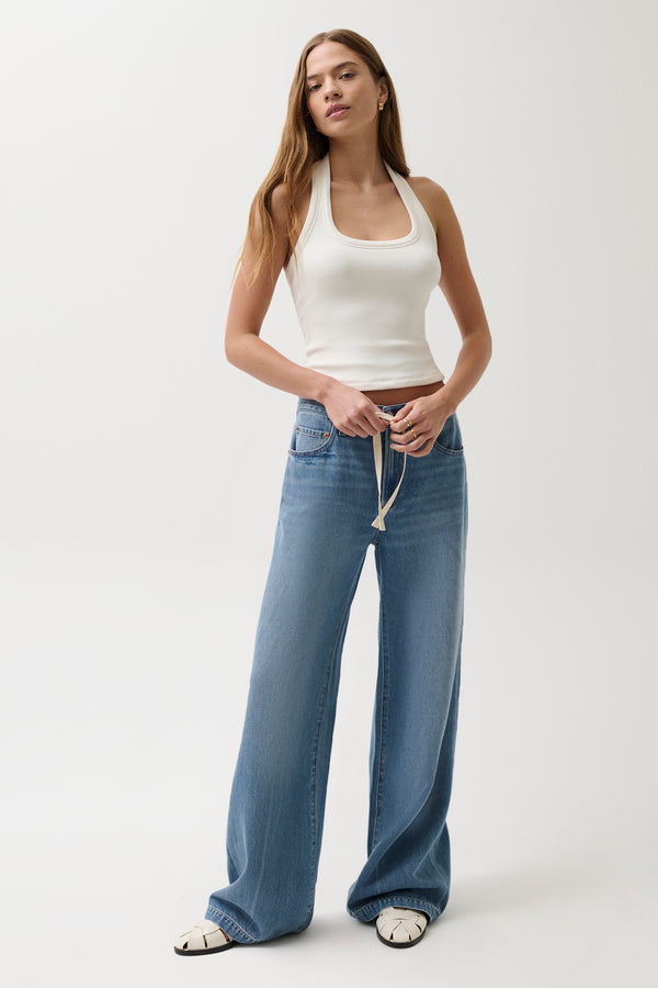 Jadyn Mid Rise Drawstring Palazzo Jean - Expanse