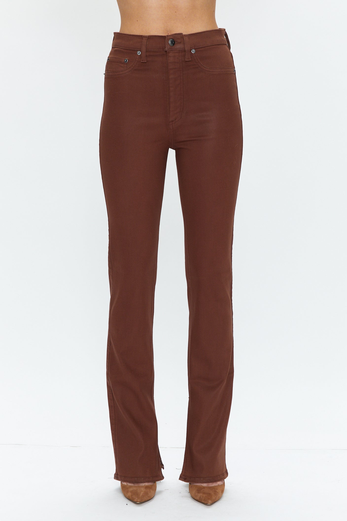 Colleen Super High Rise Slim Boot - Coated Saddle