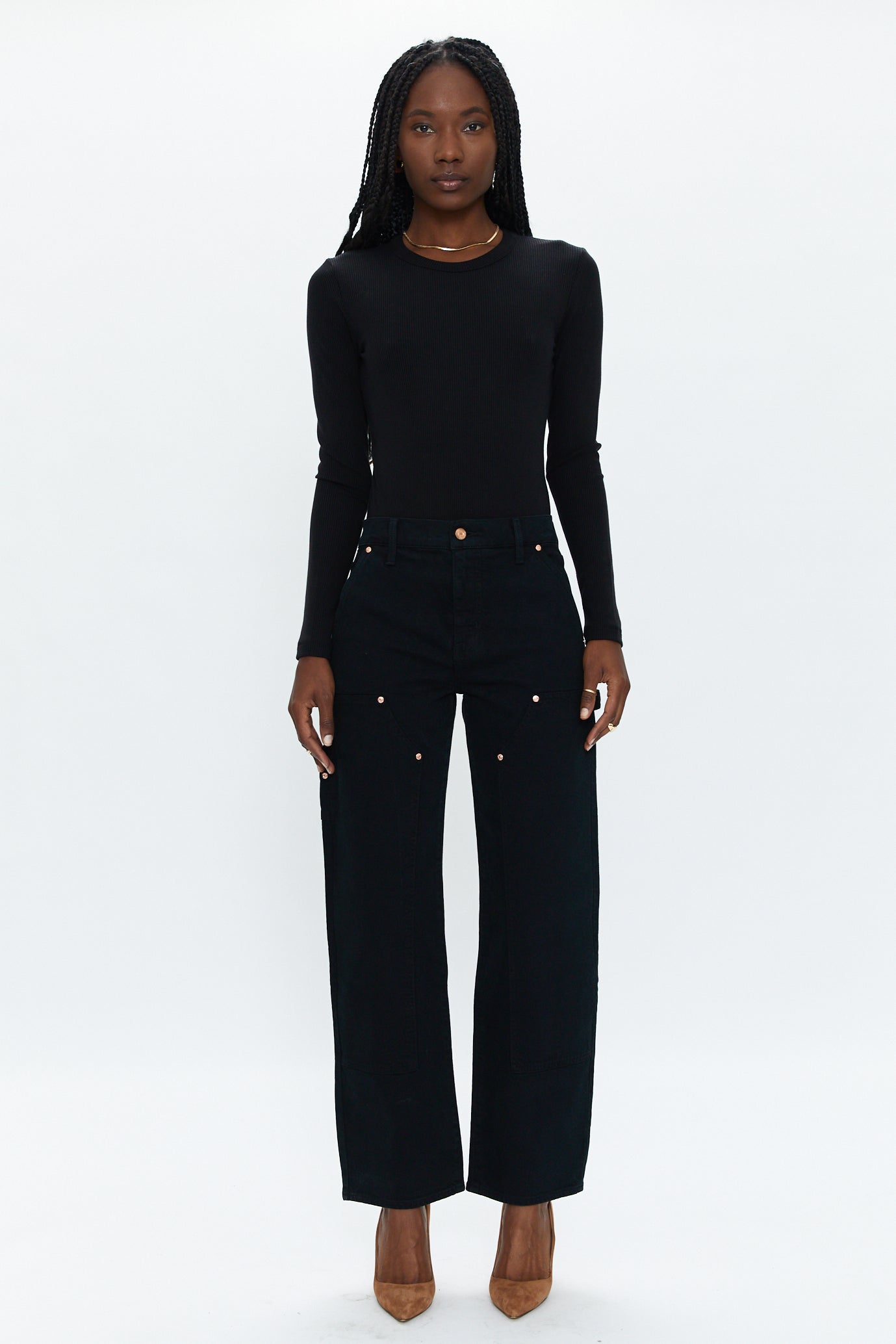 Lexi Carpenter Mid Rise Bowed Straight Jean - Coal