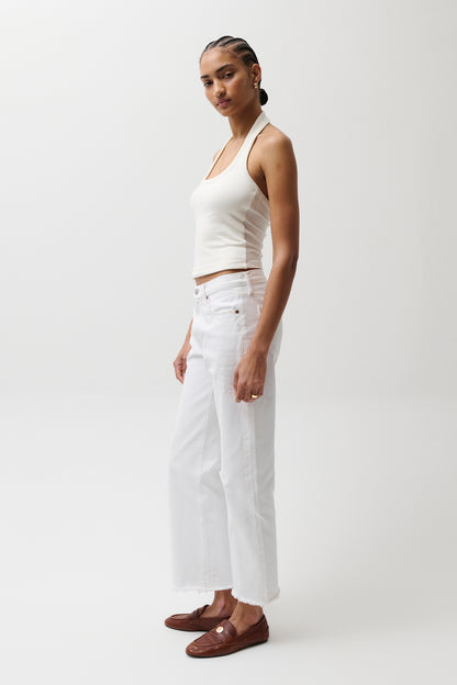 Lexi Mid Rise Bowed Straight Jean - Luxe White Vintage