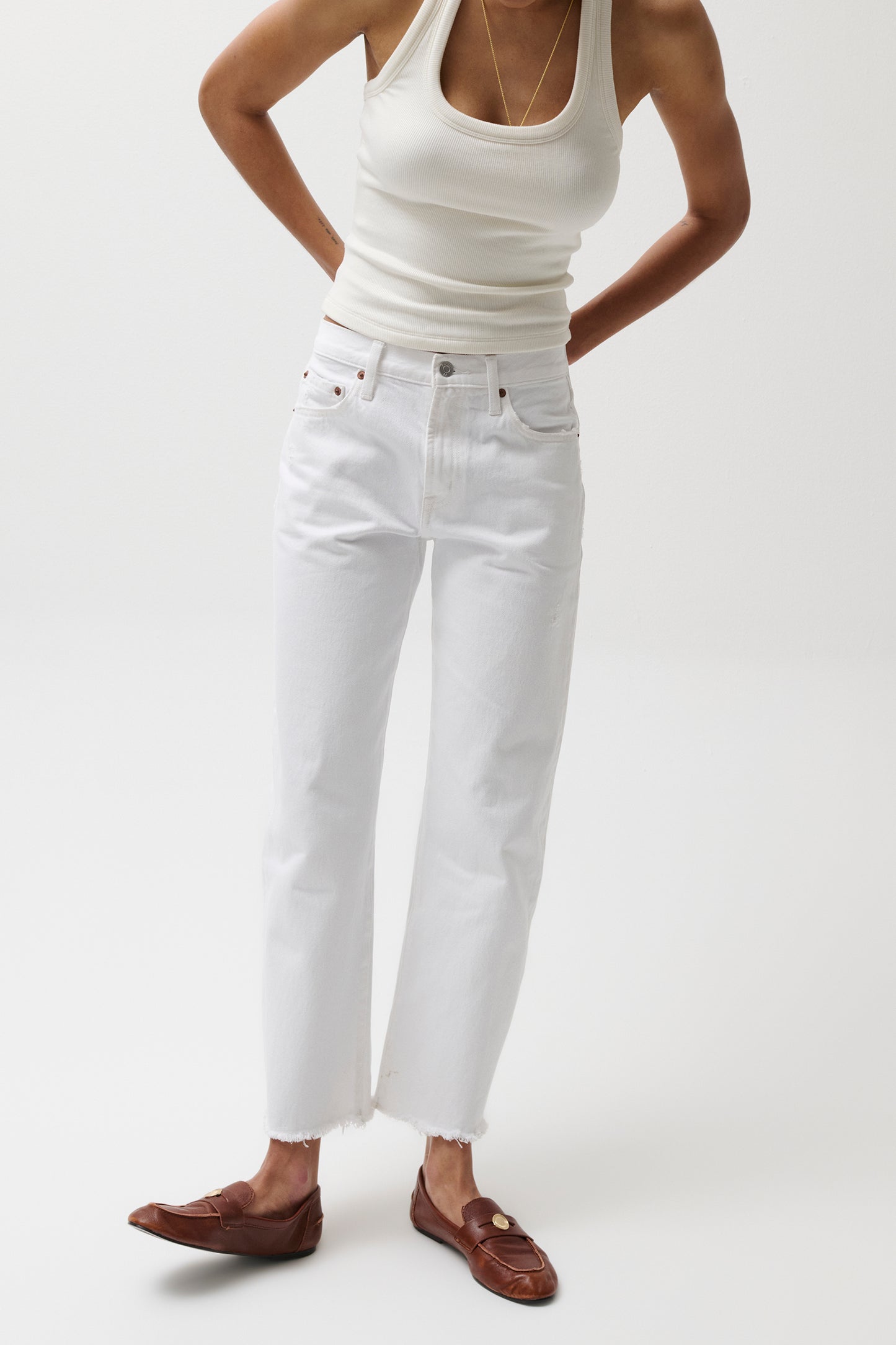 Lexi Mid Rise Bowed Straight Jean - Luxe White Vintage