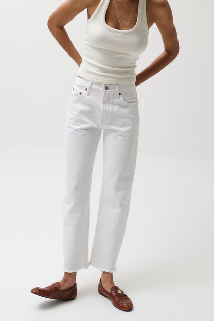 Lexi Mid Rise Bowed Straight Jean - Luxe White Vintage
