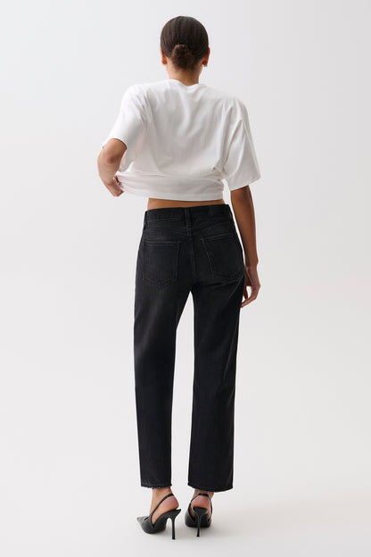 PETITE Lexi Mid Rise Bowed Straight - Black Night
