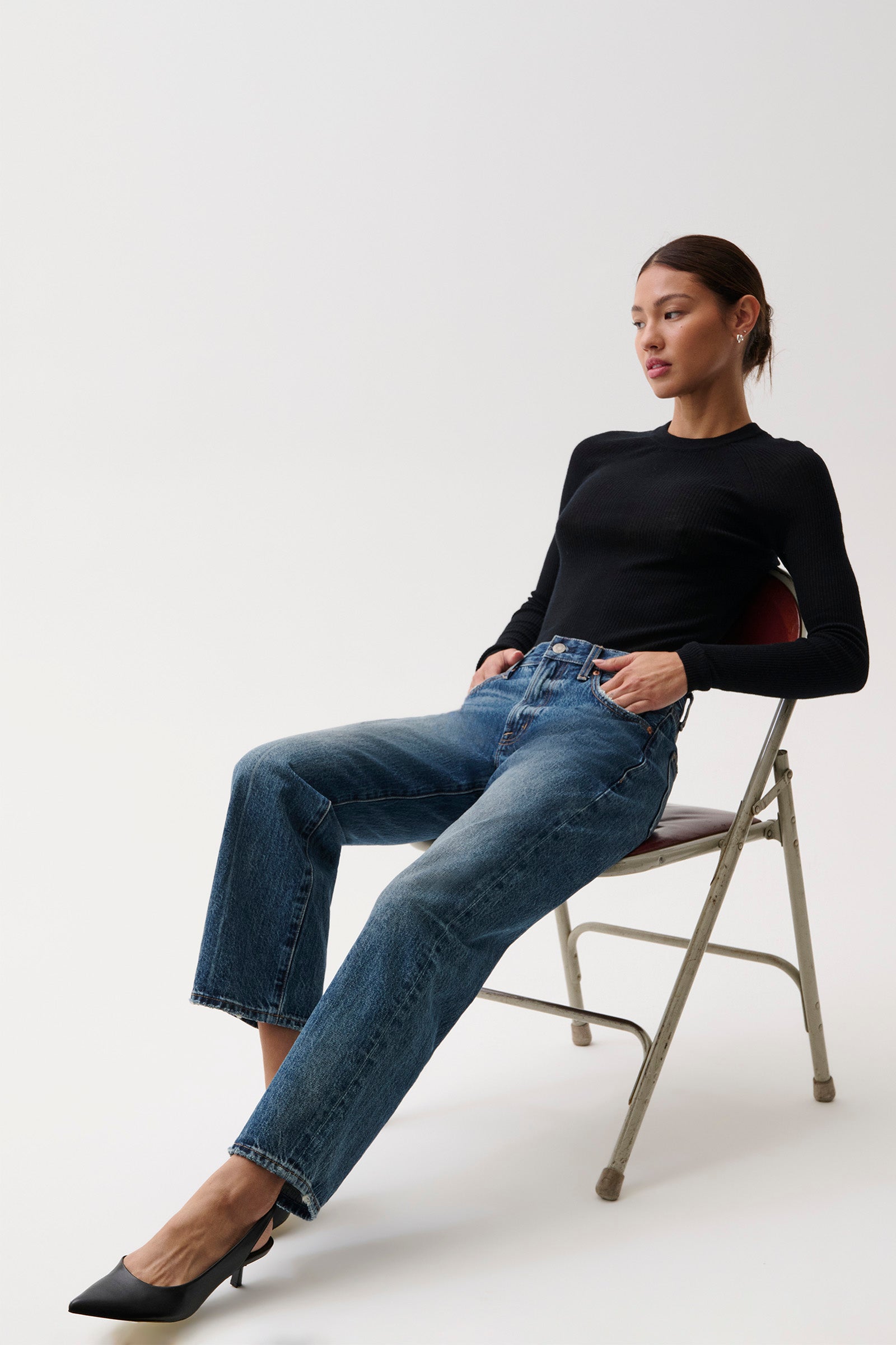 PETITE Lexi Mid Rise Bowed Straight Jean - Artisan – Pistola Denim