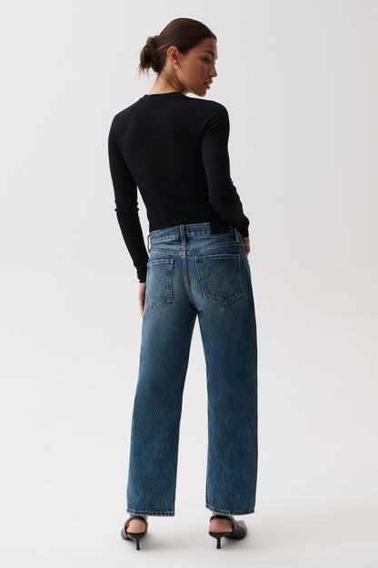 PETITE Lexi Mid Rise Bowed Straight Jean - Artisan